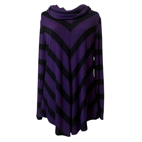 EST 1946 Purple Black Cowl Neck Tunic Sweater Stretch Soft Warm Halloween Size L - Picture 1 of 10
